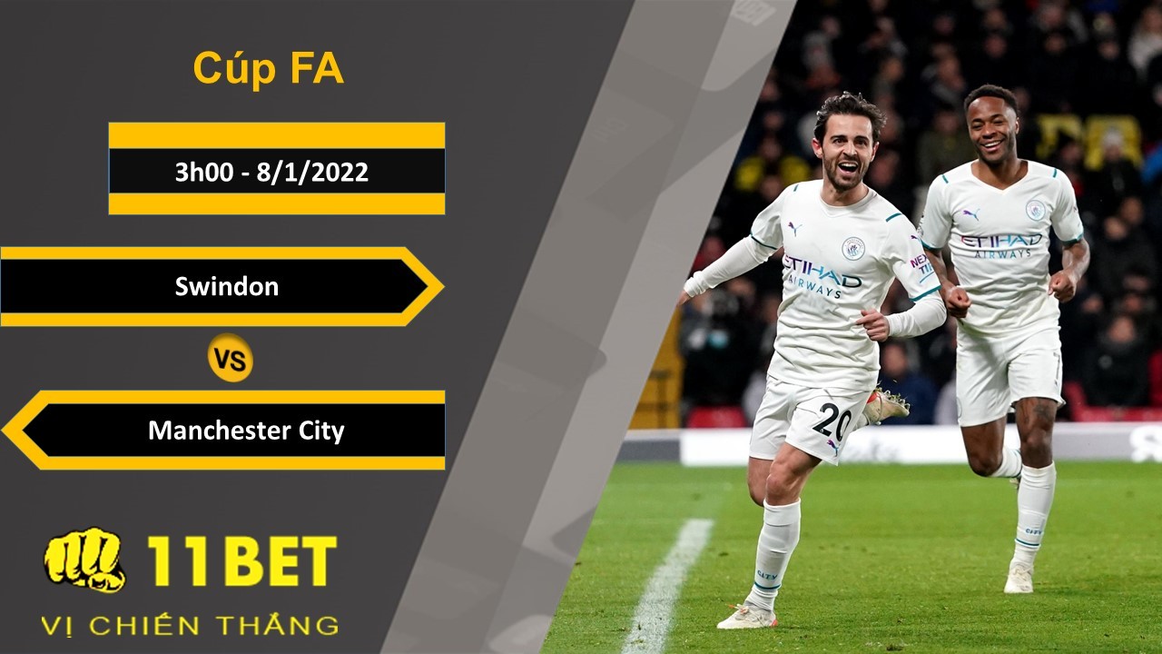 11BET Soi kèo Swindon vs Manchester City, 3h00, 8/1/2022